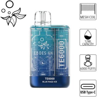 E.B. Design TE6000 6000 Puff Disposable Vape (Blue Razz Ice)