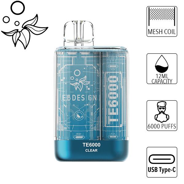 E.B. Design TE6000 6000 Puff Disposable Vape (Clear)
