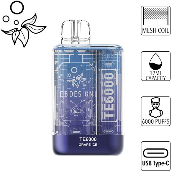 E.B. Design TE6000 6000 Puff Disposable Vape (Grape Ice)