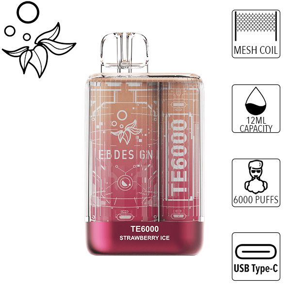 E.B. Design TE6000 6000 Puff Disposable Vape (Strawberry Ice)