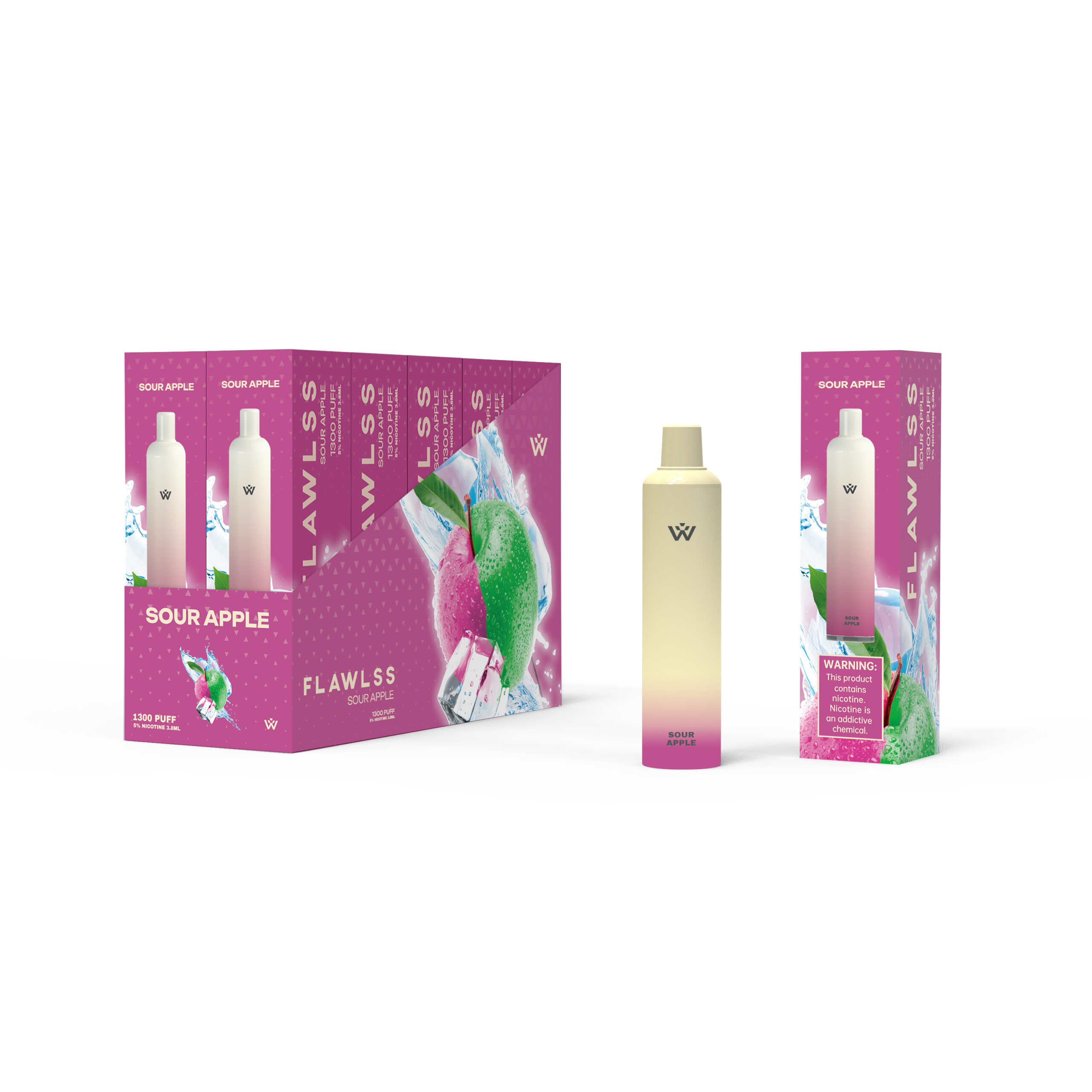 Flawlss 1300 Puff Disposable Vape (Sour Apple)