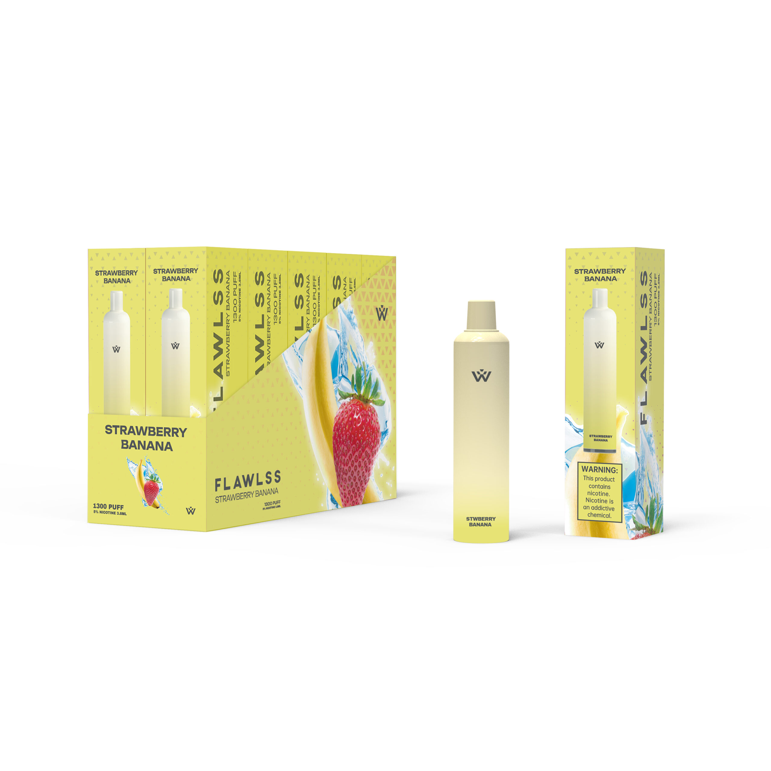 Flawlss 1300 Puff Disposable Vape (Strawberry Banana)