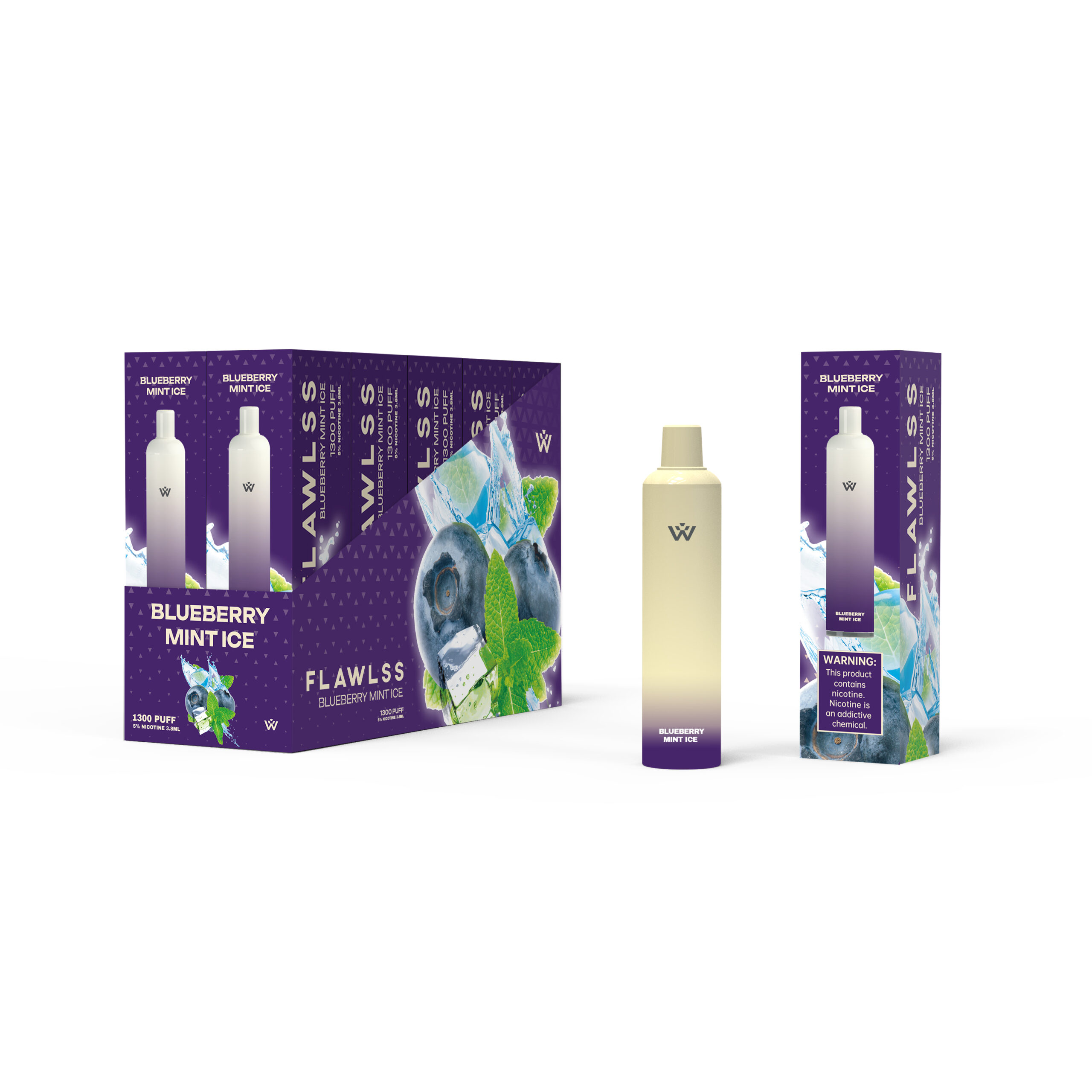 Flawlss 1300 Puff Disposable Vape (Blueberry Mint Ice)